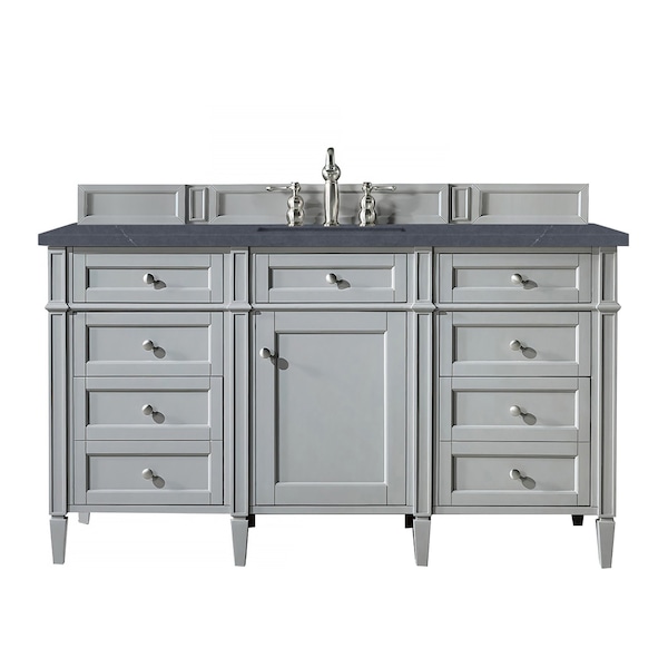 James Martin Vanities Brittany 60in Single Vanity, Urban Gray w/ 3 CM Charcoal Soapstone Quartz Top 650-V60S-UGR-3CSP - main